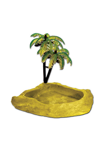 T-Rex Hermit Crab Accessory - Food & Water Dish with Palm Tree Yellow